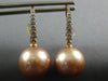 ESTATE .30CT DIAMOND & AAA SOUTH SEA PEARL 14K ROSE GOLD 3D LEVERBACK EARRINGS