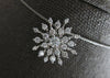 LARGE .86CT DIAMOND 18KT WHITE GOLD SNOWFLAKE FLOWER SUNBURST FLOATING PENDANT