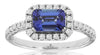1.48CT DIAMOND & AAA TANZANITE 14KT WHITE GOLD EMERALD CUT HALO ENGAGEMENT RING