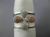 ESTATE WIDE .40CT WHITE & PINK DIAMOND 18KT WHITE & ROSE GOLD 4 LEAF FLOWER RING