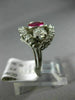 ANTIQUE WIDE 2.04CT DIAMOND & AAA RUBY PLATINUM 3D THREE STONE ANNIVERSARY RING