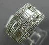 WIDE 1.45CT ROUND & BAGUETTE DIAMOND 14K WHITE GOLD MULTI ROW WEDDING RING #1616