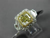 ESTATE LARGE 3.43CT GIA FANCY YELLOW DIAMOND 18KT TWO TONE GOLD ENGAGEMENT RING