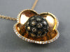 LARGE 1.25CT WHITE & MOCHA DIAMOND 14K ROSE GOLD 3D FLOWER LOVE FLOATING PENDANT