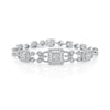 LARGE 2.25CT DIAMOND 18KT WHITE GOLD ROUND & BAGUETTE CLUSTER LOVE KNOT BRACELET