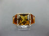 LARGE 6.27CT DIAMOND AAA CITRINE 14K YELLOW GOLD SQUARE & TRAPEZOID 3 STONE RING
