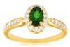 .71CT DIAMOND & AAA GREEN GARNET 14KT YELLOW GOLD OVAL & ROUND ENGAGEMENT RING
