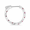 1.17CT DIAMOND & AAA RUBY 14K WHITE GOLD 3D INSIDE OUT HOOP HANGING EARRINGS