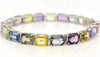 LARGE 36.62CT AAA MULTI COLOR SAPPHIRE 18KT WHITE GOLD EMERALD CUT CUFF BRACELET