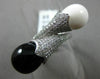 ESTATE LARGE .65CT DIAMOND AAA ONYX & AGATE 14KT WHITE GOLD CRISS CROSS FUN RING