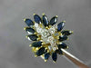 ESTATE LARGE 3.40CT DIAMOND & AAA SAPPHIRE 14K 2 TONE GOLD 3D FLOWER RING 20815