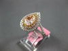 LARGE GIA 1.64CT WHITE & PINK DIAMOND 18KT 2 TONE GOLD FILIGREE ENGAGEMENT RING