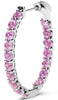 2.80CT AAA PINK SAPPHIRE 14KT WHITE GOLD CLASSIC LUCIDA INSIDE OUT HOOP EARRINGS