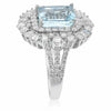 EXTRA LARGE 5.68CT DIAMOND & AAA AQUAMARINE 18K WHITE GOLD ROUND ENGAGEMENT RING