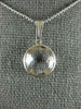 ESTATE AAA CRYSTAL 14KT WHITE GOLD 3D CLASSIC BEZEL ROUND PENDANT