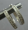 ESTATE .15CT DIAMOND 14K WHITE GOLD FILIGREE OVAL HOOP HUGGIE HANGING EARRINGS