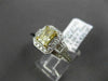 ESTATE 2.04CT GIA FANCY YELLOW DIAMOND 18K TWO TONE GOLD 3 STONE ENGAGEMENT RING