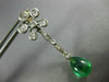 ANTIQUE 3.20CT DIAMOND & AAA EMERALD 14KT 2 TONE GOLD 3D FLOWER HANGING EARRINGS
