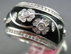 WIDE 1.23CT DIAMOND & BLACK ENAMEL 18K WHITE GOLD MULTI FLOWER ETERNITY FUN RING