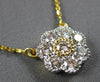 ESTATE LARGE 1.31CT DIAMOND 14KT 2 TONE GOLD FLOWER FILIGREE MILGRAIN NECKLACE