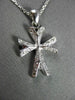 ANTIQUE SMALL .20CT DIAMOND 18KT WHITE GOLD 3 DIMENSIONAL CROSS PENDANT #22969