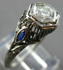 .26CT OLD MINE DIAMOND & AAA SAPPHIRE 18K WHITE GOLD 3D ART DECO ENGAGEMENT RING