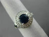 ESTATE WIDE 3.06CT DIAMOND & SAPPHIRE 14K WHITE GOLD DOUBLE HALO ENGAGEMENT RING
