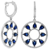 3.77CT DIAMOND & AAA SAPPHIRE 14KT WHITE GOLD 3D PEAR SHAPE & ROUND FUN EARRINGS