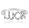 ESTATE .19CT DIAMOND 14KT WHITE GOLD 3D CLASSIC GOOD LUCK FUN RING