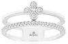 .20CT DIAMOND 14K WHITE GOLD 3D ROUND FLORAL FILIGREE 2 ROW FRIENDSHIP LOVE RING