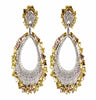 EXTRA LARGE 14.62CT MULTI COLOR DIAMOND 18KT TWO TONE GOLD TEAR DROP EARRINGS