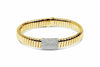 ESTATE WIDE .95CT DIAMOND 18KT WHITE & YELLOW GOLD SQUARE SNAKE BANGLE BRACELET