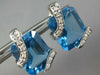 ESTATE 15.17CT DIAMOND & AAA BLUE TOPAZ 14K WHITE GOLD CLASSIC FUN STUD EARRINGS