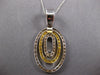 LARGE 1.26CT DIAMOND 18KT 2 TONE GOLD 3D OVAL ENHANCER FLOATING PENDANT #27226