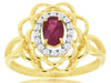 ESTATE .67CT DIAMOND & AAA RUBY 14KT YELLOW GOLD 3D OVAL & ROUND FLOWER FUN RING