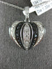 ESTATE 1.33CT WHITE & BLACK DIAMOND 18KT WHITE GOLD 3D PUFF HEART PENDANT