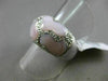 ESTATE WIDE .18CT DIAMOND 14K WHITE GOLD 3D MOTHER OF PEARL 3 CLOVER FLOWER RING