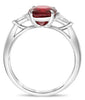 2.83CT DIAMOND & AAA RUBY PLATINUM OVAL & TRILLION CUT 3 STONE ENGAGEMENT RING