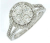 LARGE 1.45CT DIAMOND 14K WHITE GOLD ROUND CLUSTER INVISIBLE HALO ENGAGEMENT RING