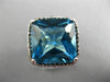 ESTATE EXTRA LARGE 10.20CT AAA BLUE TOPAZ 14K WHITE GOLD 3D SQUARE HALO FUN RING