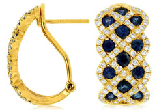 WIDE 3CT DIAMOND & AAA SAPPHIRE 14KT YELLOW GOLD INFINITY LOVE CLIP ON EARRINGS