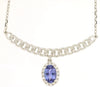 ESTATE .57CT DIAMOND & AAA TANZANITE 14KT WHITE GOLD OVAL & ROUND LOVE NECKLACE