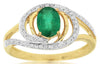 0.78CT DIAMOND & AAA EMERALD 14KT YELLOW GOLD OVAL & ROUND CRISS CROSS LOVE RING
