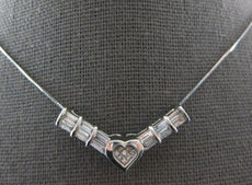 .94CT DIAMOND 14KT WHITE GOLD PRINCESS & ROUND INVISIBLE V SHAPE NECKLACE #27661
