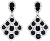 LARGE 3.60CT DIAMOND & AAA SAPPHIRE 14KT WHITE GOLD FLORAL FUN HANGING EARRINGS