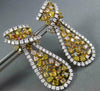 EXTRA LARGE 10.28CT WHITE & MULTI COLOR DIAMOND 18K 2 TONE GOLD HANGING EARRINGS