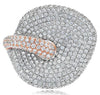 EXTRA LARGE 2.59CT DIAMOND 14KT ROSE GOLD 3D MULTI ROW LEAF LOVE KNOT FUN RING