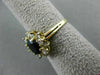 ESTATE 1.55CT DIAMOND & SAPPHIRE 14K YELLOW GOLD 3D FLOWER ENGAGEMENT RING 22333