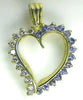 ESTATE .85CT DIAMOND & AAA TANZANITE 14K YELLOW GOLD OPEN HEART FLOATING PENDANT