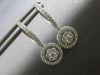 ESTATE .98CT DIAMOND 14KT WHITE GOLD 3D CLASSIC FLOWER HALO FUN HANGING EARRINGS
